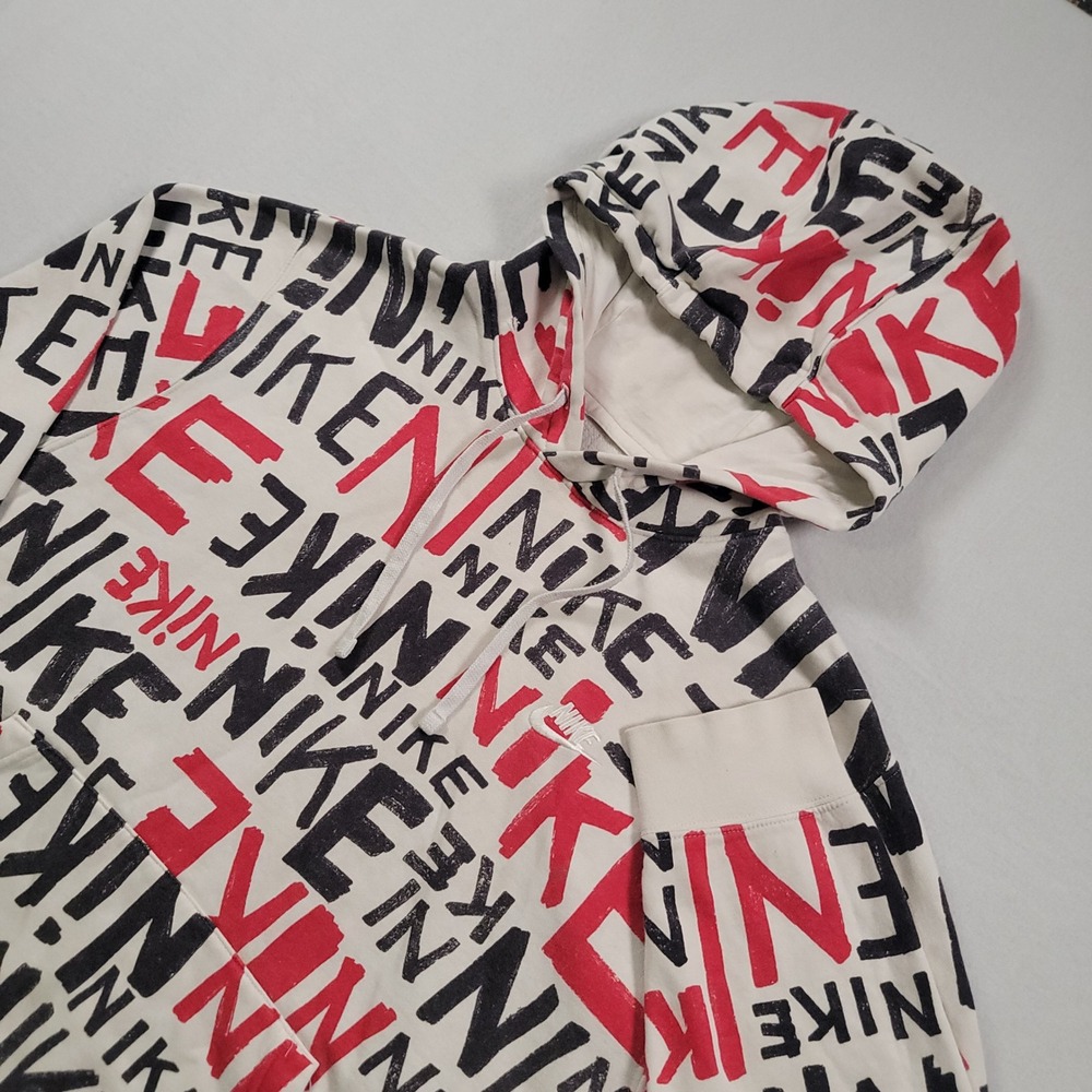 Nike Sportswear Club Fleece Hoodie Mens‎ Large White Red Black AOP DA0061-657